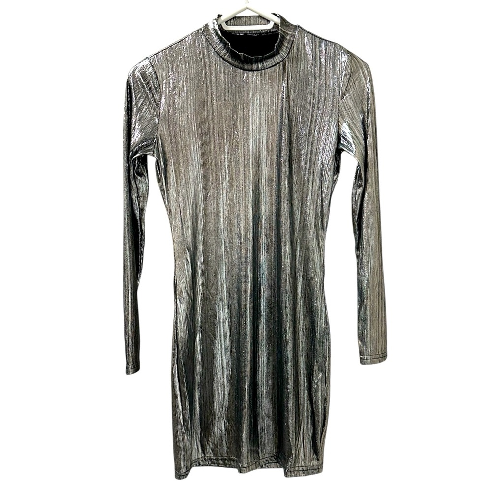 Women’s SHEIN Metallic Long Sleeve Mini Dress Medium Size 6